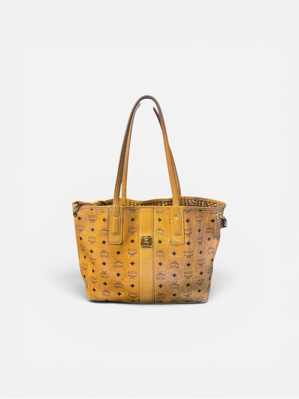 MCM Monogram Liz Reversible Shopper Cognac Tote